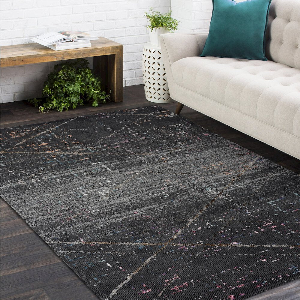 Impulse Performance Blend Area Rug Indoor in Black/Pink, 5' x 7'6"