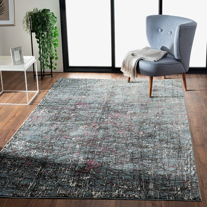Impulse Performance Blend Area Rug Indoor in Blue/Silver, 5' x 7'6"