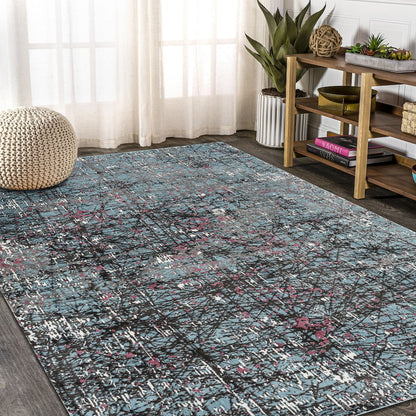 Impulse Performance Blend Area Rug Indoor in Blue/Silver, 5' x 7'6"
