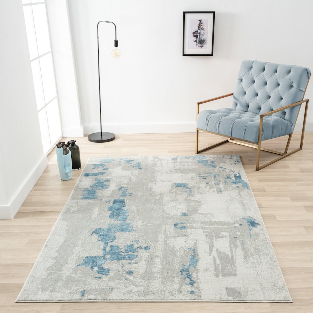 Isabella Performance Blend Area Rug Indoor in Gray/Blue, 2' x 3'