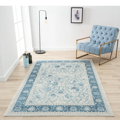 Isabella Cotton Area Rug Indoor in Gray/Blue, 9' x 12'