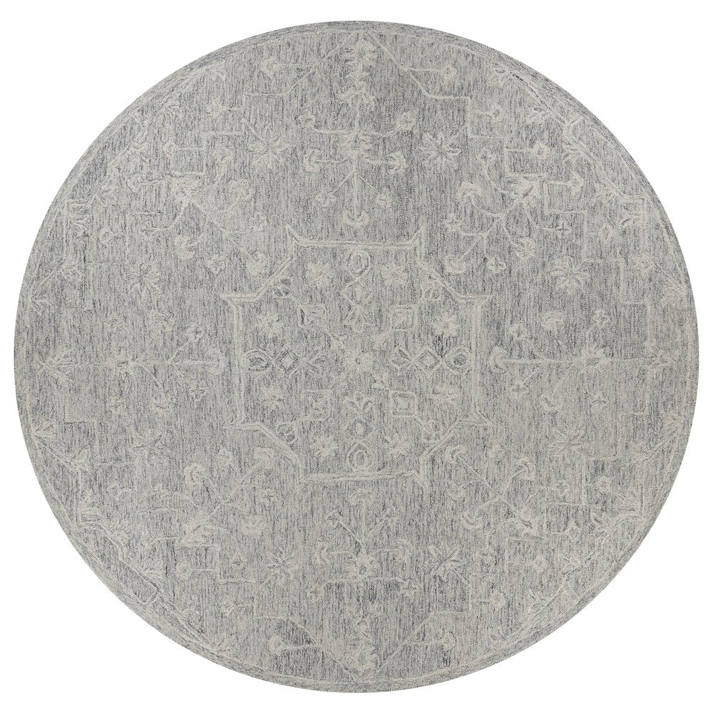 Juniper Wool Area Rug Indoor in Silver/Gray, 7'9" Round