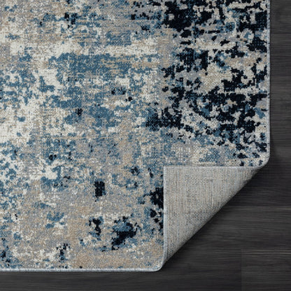 Lanham Durable Performance Area Rug Indoor in Blue/Beige, 5' x 7'