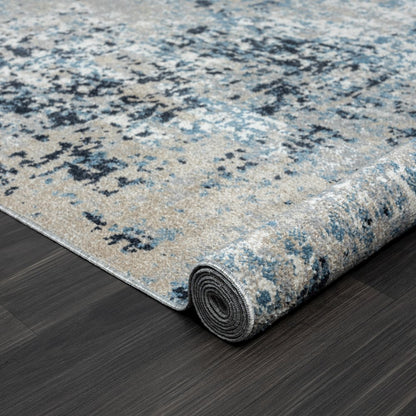 Lanham Durable Performance Area Rug Indoor in Blue/Beige, 5' x 7'