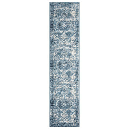 Lanham Durable Performance Area Rug Indoor in Blue/Ivory, 2' x 8'