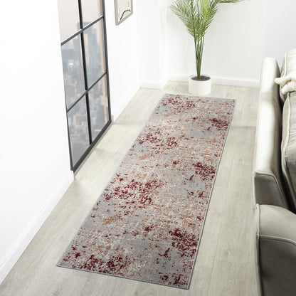 Lanham Durable Performance Area Rug Indoor in Red/Gray, 2' x 8'