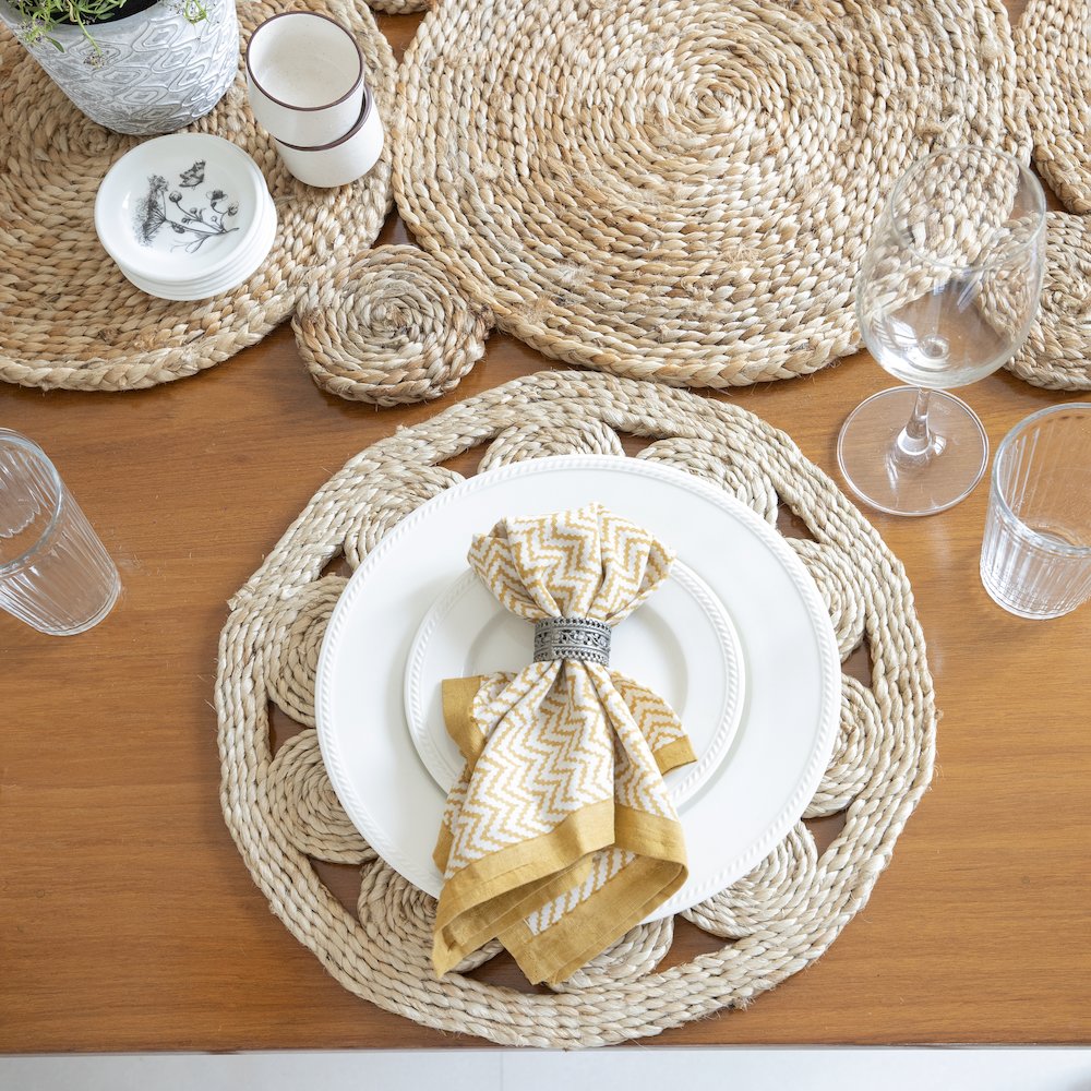 Bordered Braided Jute Placemats, Set of Two
