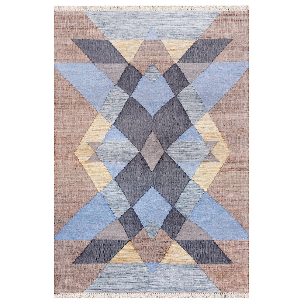 Abstract Overlay Handwoven Jute and Chotton Dhurrie Area Rug