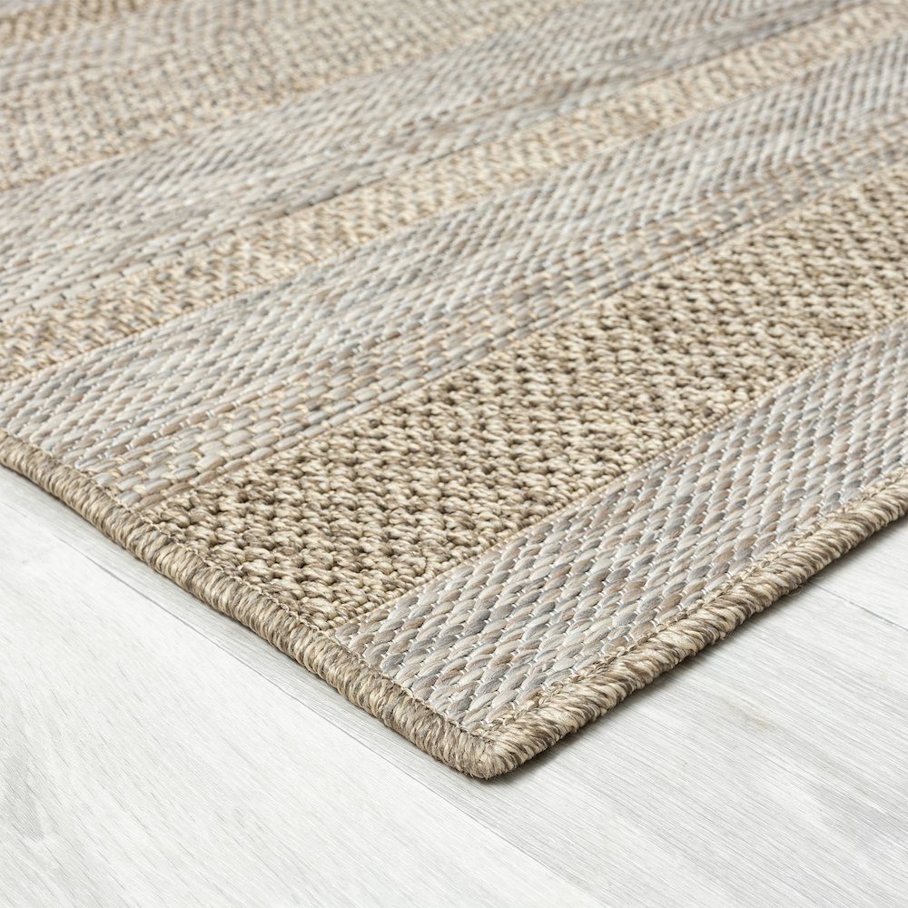Oslo Modern Striped Brown Indoor Outdoor Area Rug