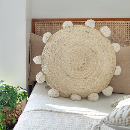 Ox Bay Hand-Woven Tan Solid All-Natural Jute Pillow Cover