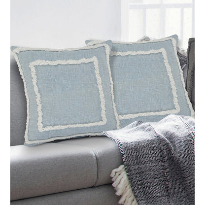 Rory Cotton Pillow Set of 2 in Blue/White, 20" x 20"