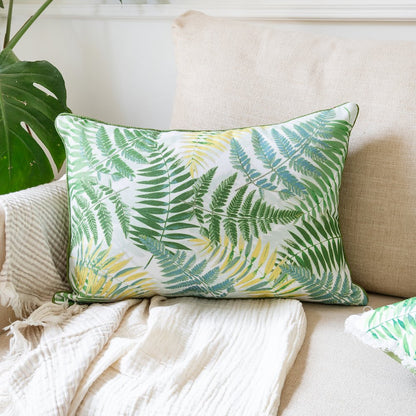 Fern Performance Poly Filled Pillow in Green/Yellow, 14" x 20"