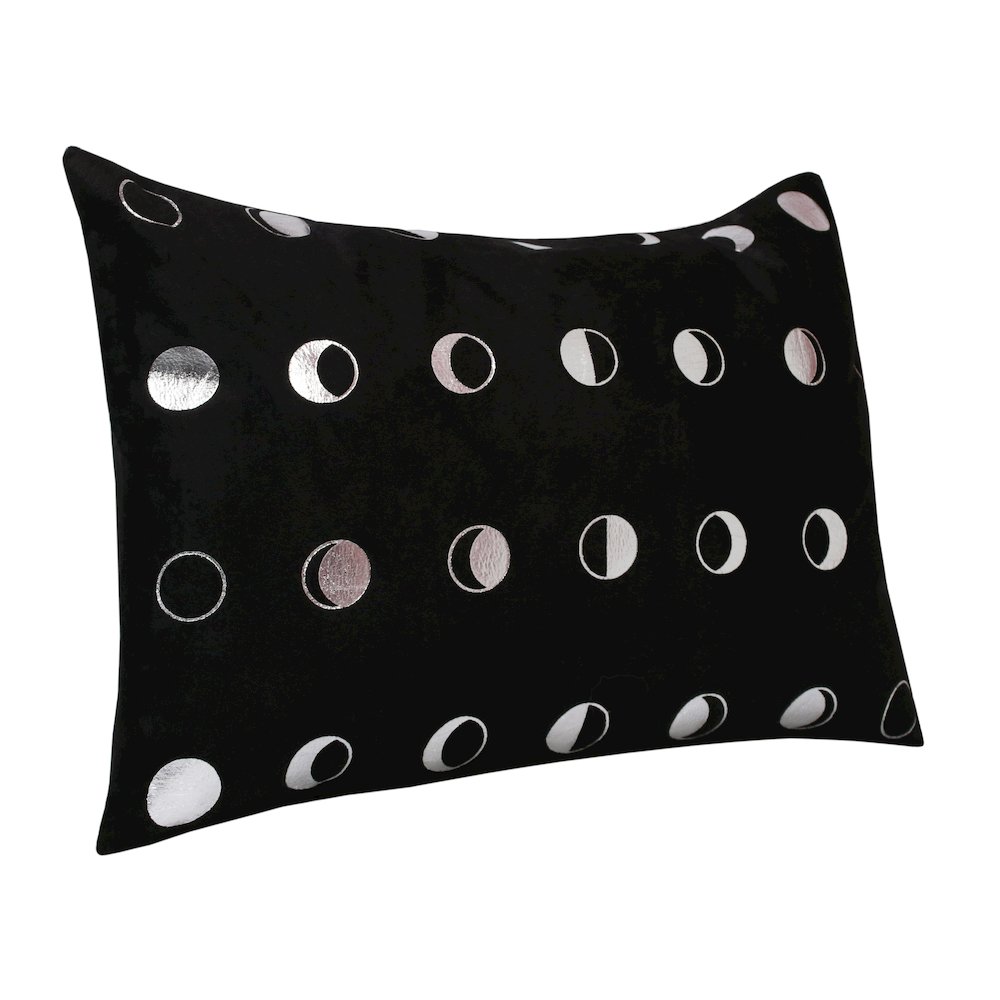 Celestial Performance Poly Filled Pillow in Black/Silver, 14" x 20"