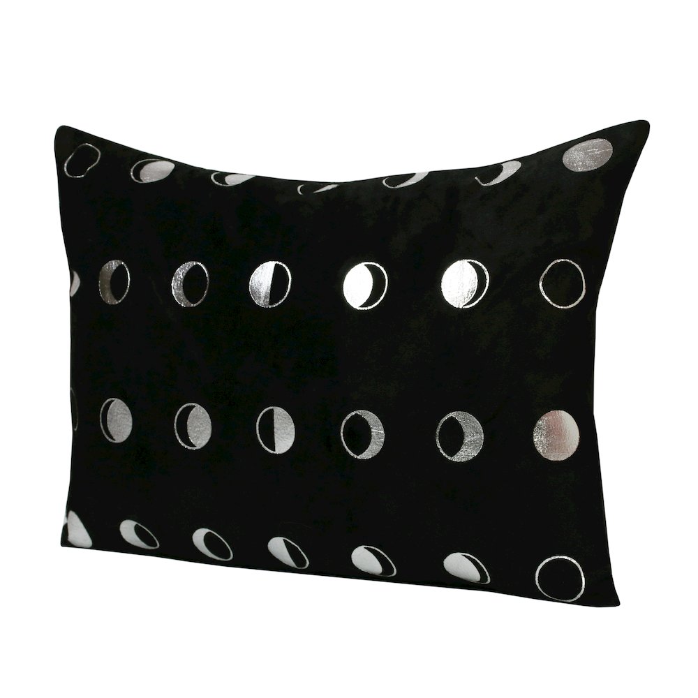 Celestial Performance Poly Filled Pillow in Black/Silver, 14" x 20"