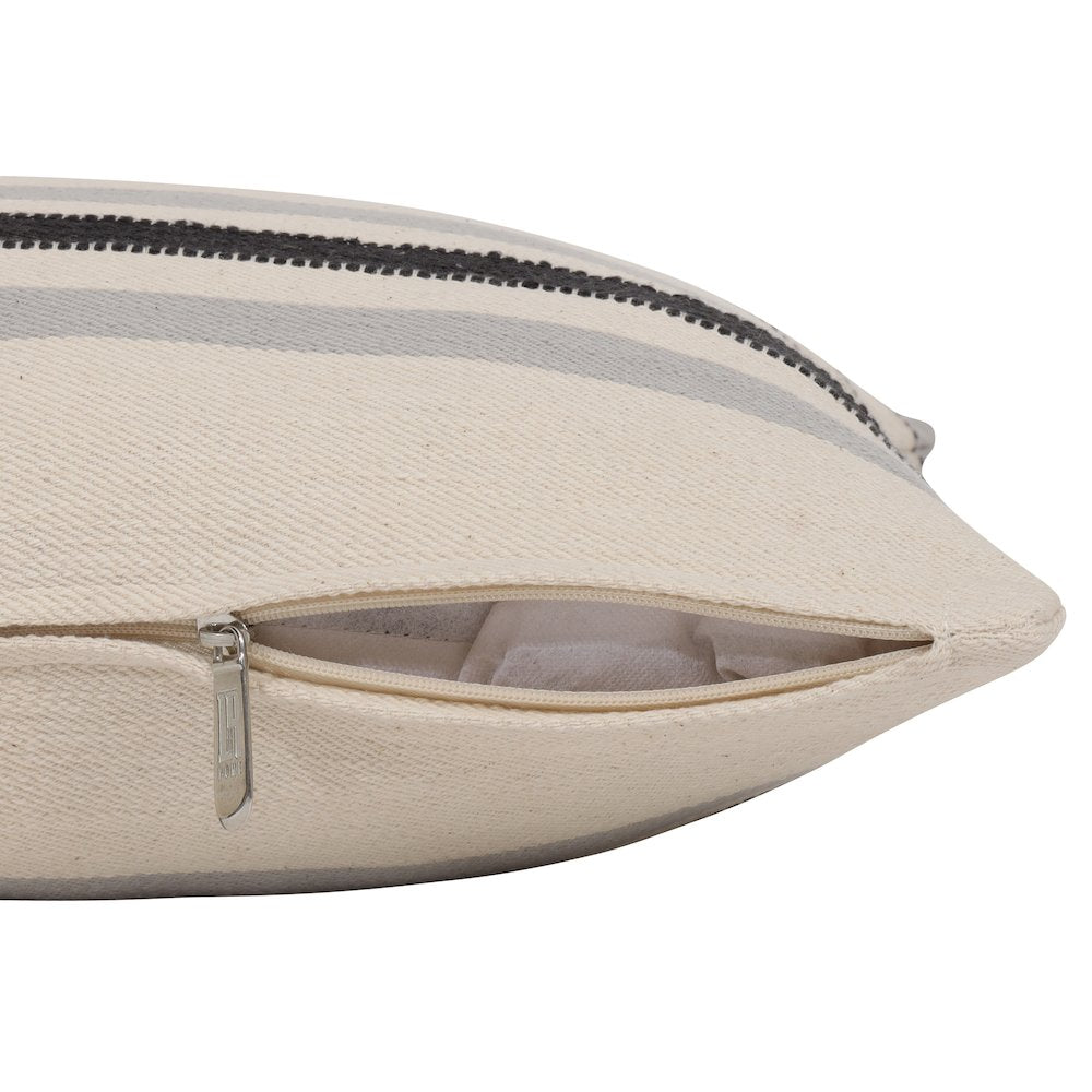 Wilmington Cotton Poly Filled Pillow in Ivory/Gray, 20" x 20"