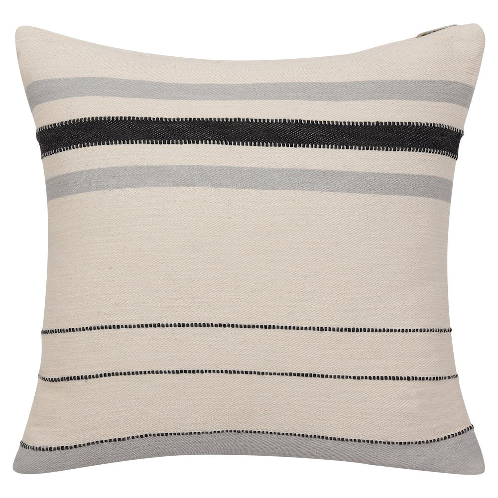 Wilmington Cotton Poly Filled Pillow in Ivory/Gray, 20" x 20"