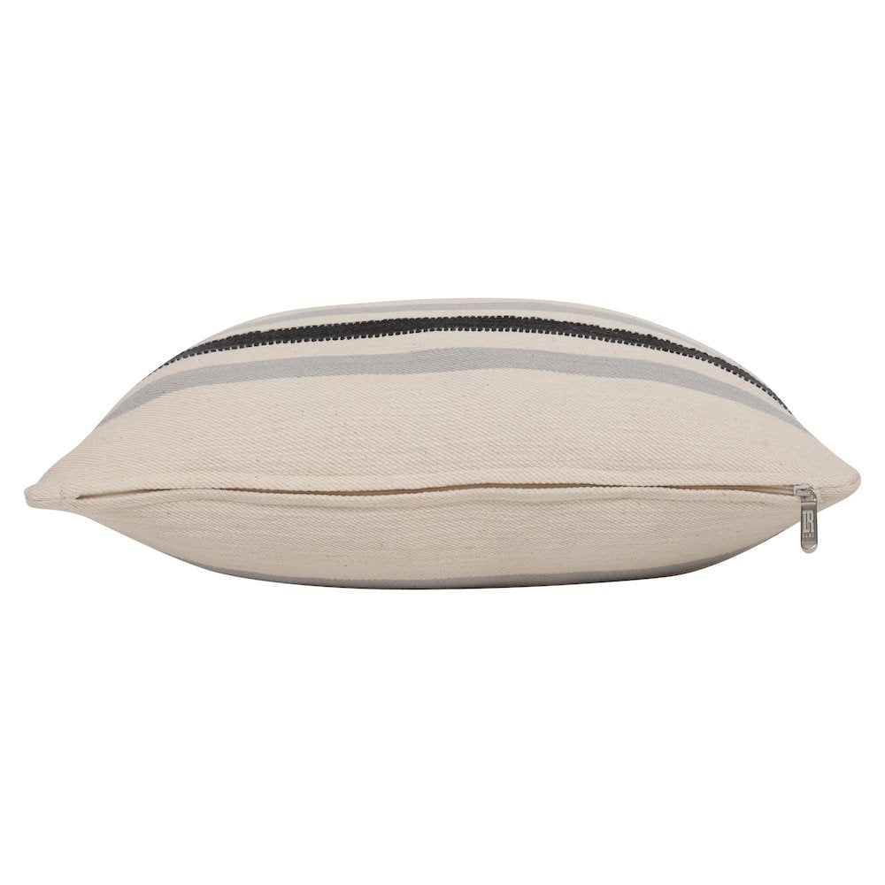 Wilmington Cotton Poly Filled Pillow in Ivory/Gray, 20" x 20"