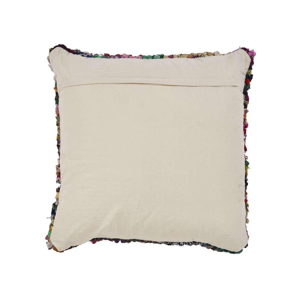 Ox Bay Hand-Woven Red/Multicolored Abstract Recycled Materials Pillow Cover