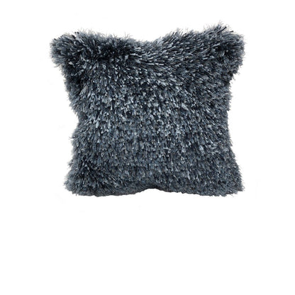 Multicolored Blue Shag Throw Pillow