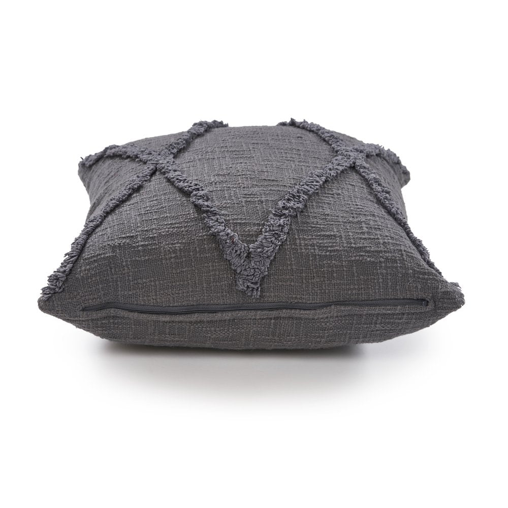 Ox Bay Dark Gray Solid All-Natural Cotton Square 2 Piece Pillow Cover Set