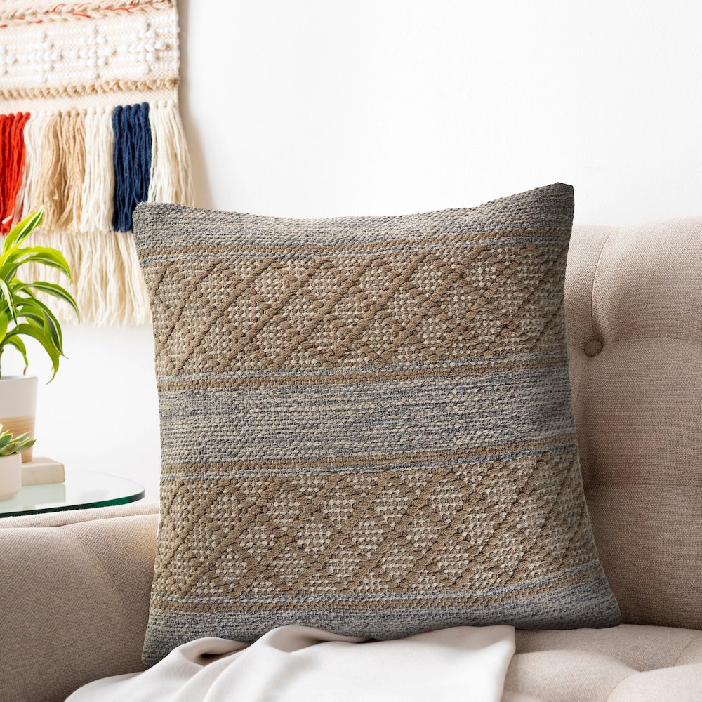 Criss Cross Beige Throw Pillow