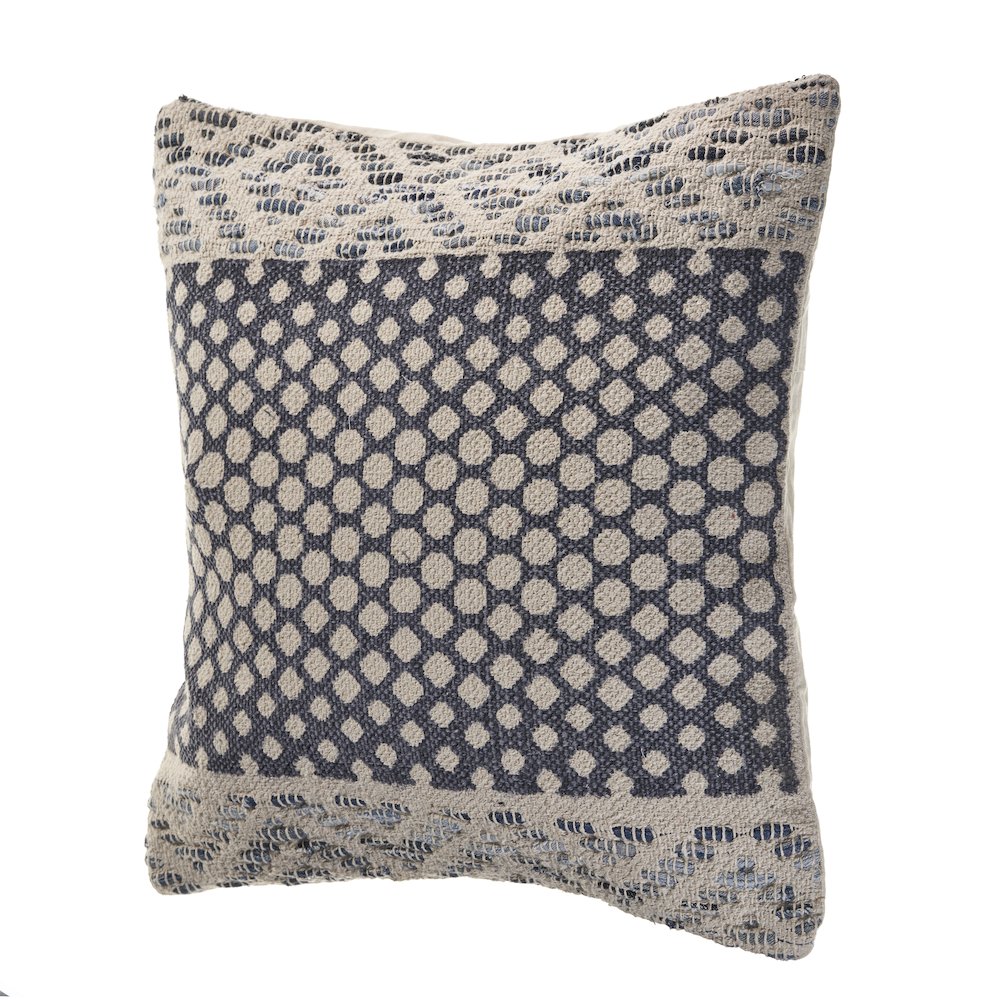 Detailed Denim Blue Throw Pillow