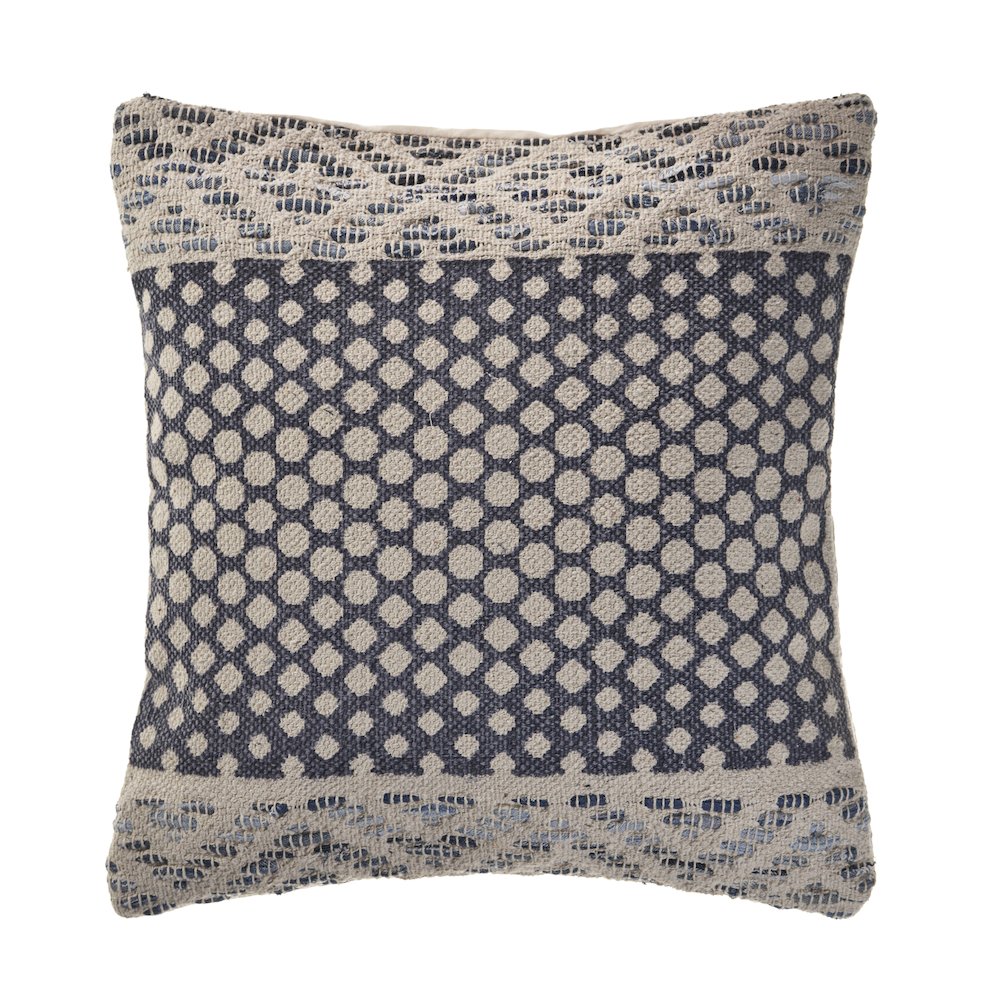 Detailed Denim Blue Throw Pillow