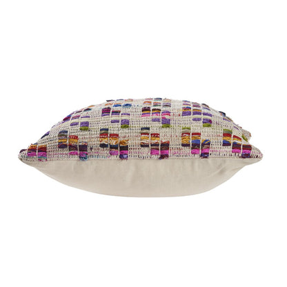 Ox Bay Hand-Woven Multicolored/Tan Geometric Cotton Blend Pillow Cover