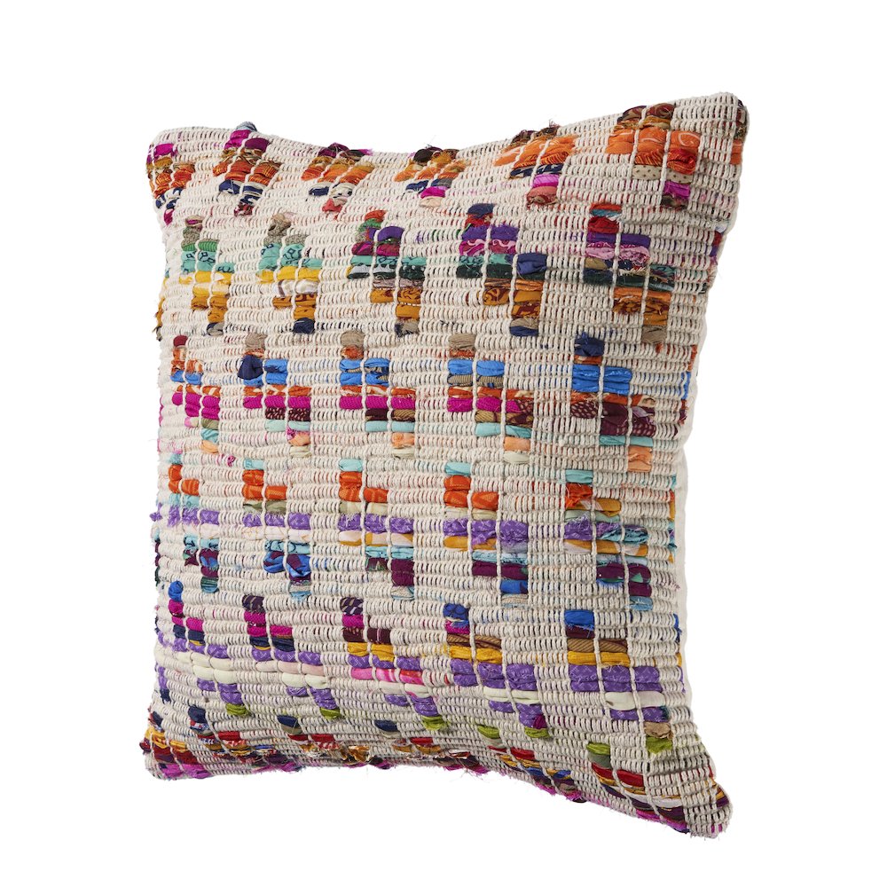 Ox Bay Hand-Woven Multicolored/Tan Geometric Cotton Blend Pillow Cover