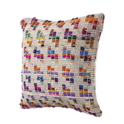 Ox Bay Hand-Woven Multicolored/Tan Geometric Cotton Blend Pillow Cover