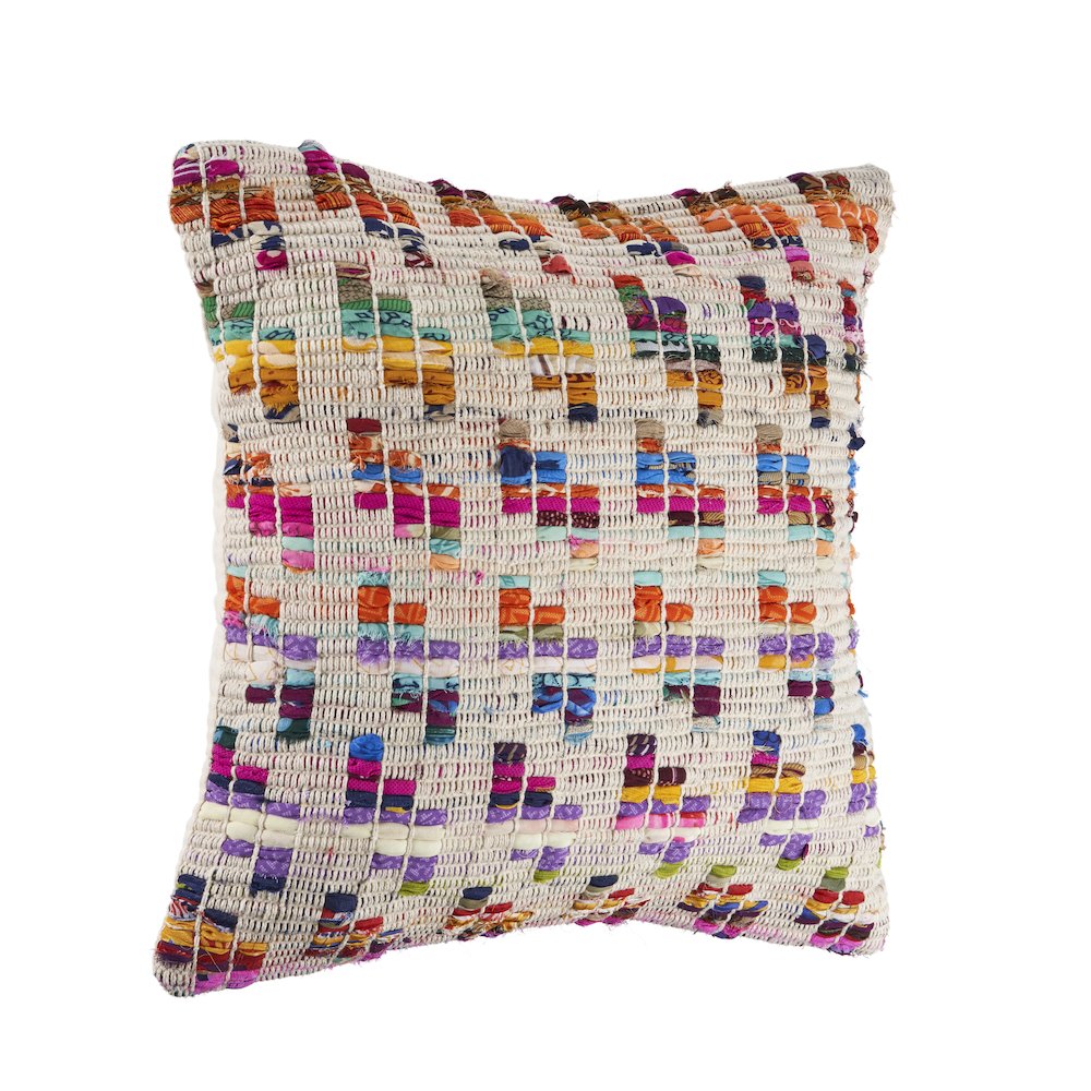 Ox Bay Hand-Woven Multicolored/Tan Geometric Cotton Blend Pillow Cover