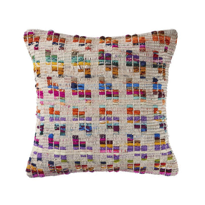 Ox Bay Hand-Woven Multicolored/Tan Geometric Cotton Blend Pillow Cover