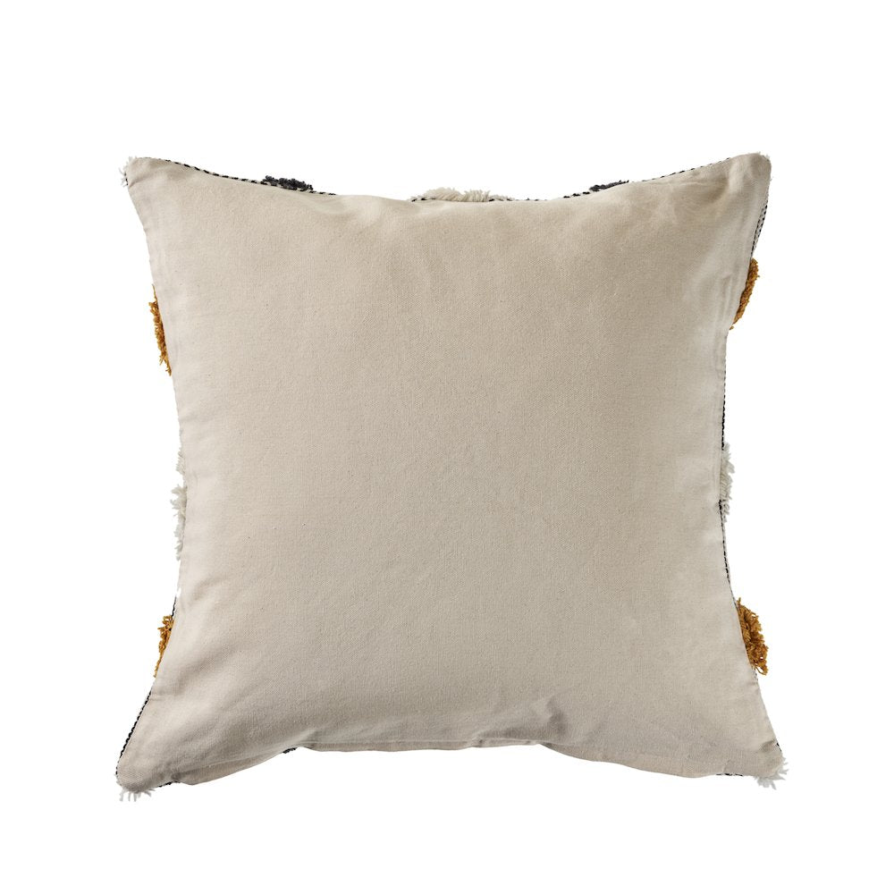 Striped and Tufted Multicolored Throw Pillow