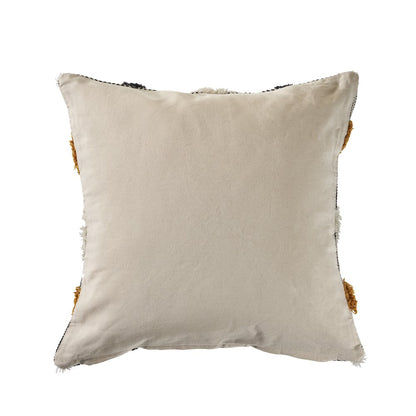 Striped and Tufted Multicolored Throw Pillow