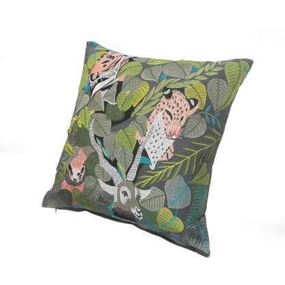 Jungle Scene Multicolored Throw Pillow