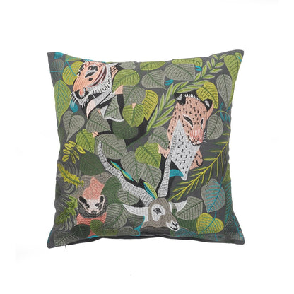 Jungle Scene Multicolored Throw Pillow