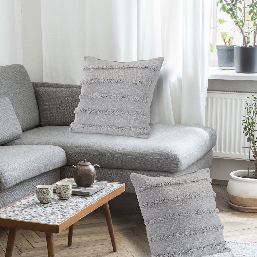 Ox Bay Gray Solid All-Natural Cotton  Pillow Cover