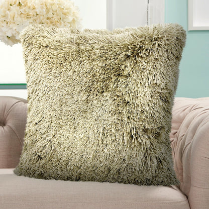 Taupe Shag Throw Pillow