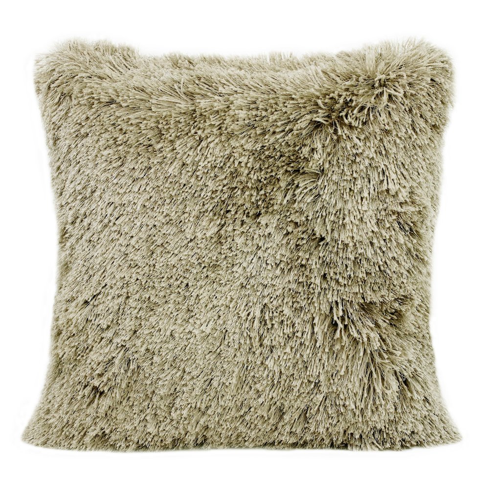Taupe Shag Throw Pillow