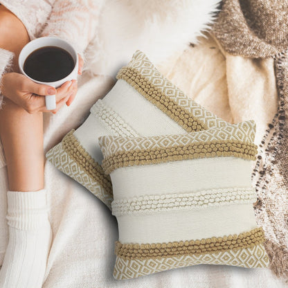 Textured and Geometric Natural Throw Pillow