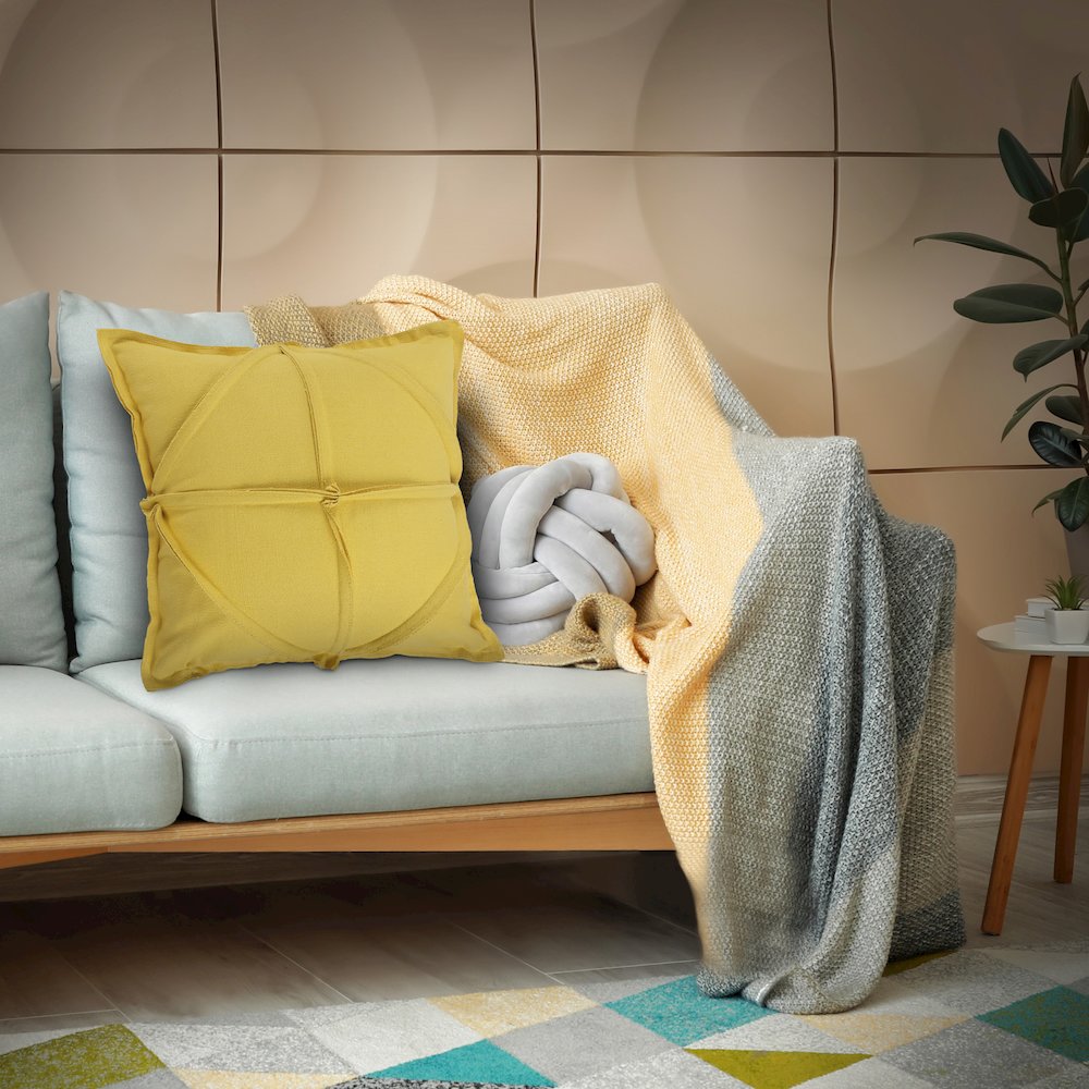 Solid Textured Tile Throw Pillow