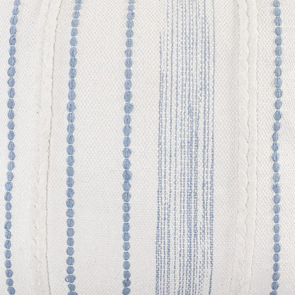 Blue Textured and Striped Throw Pillow