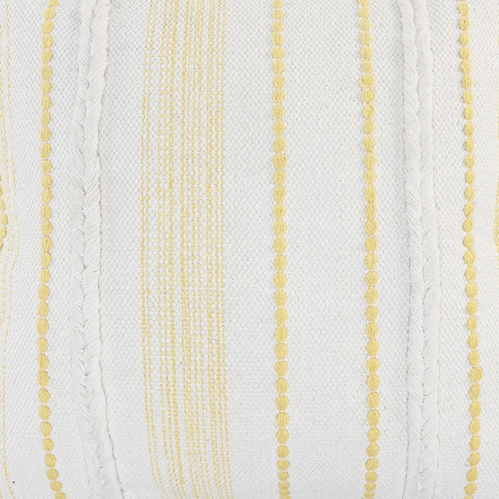 Yellow Textured and Striped Throw Pillow