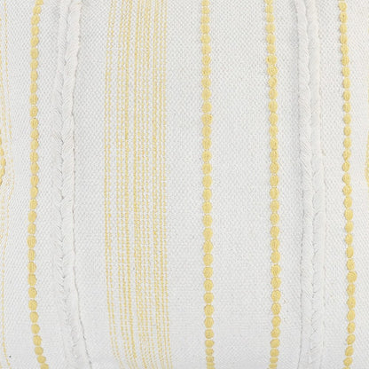 Yellow Textured and Striped Throw Pillow