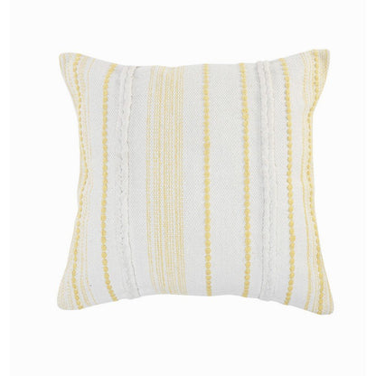 Yellow Textured and Striped Throw Pillow