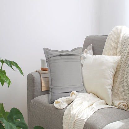 Solid Textured Straps Throw Pillow