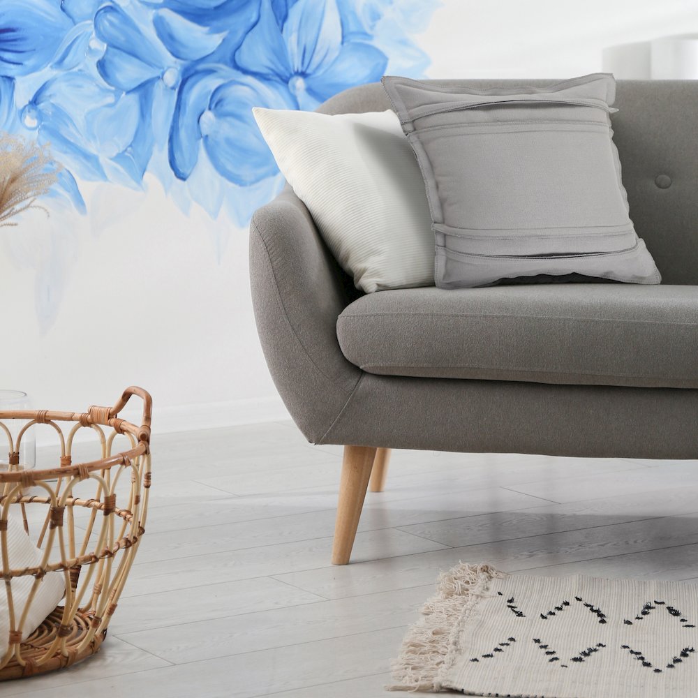 Solid Textured Straps Throw Pillow