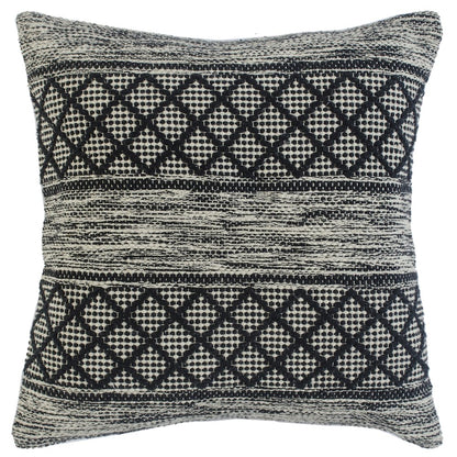 Ox Bay Hand-Woven Black/White Distressed Cotton Blend Pillow Cover