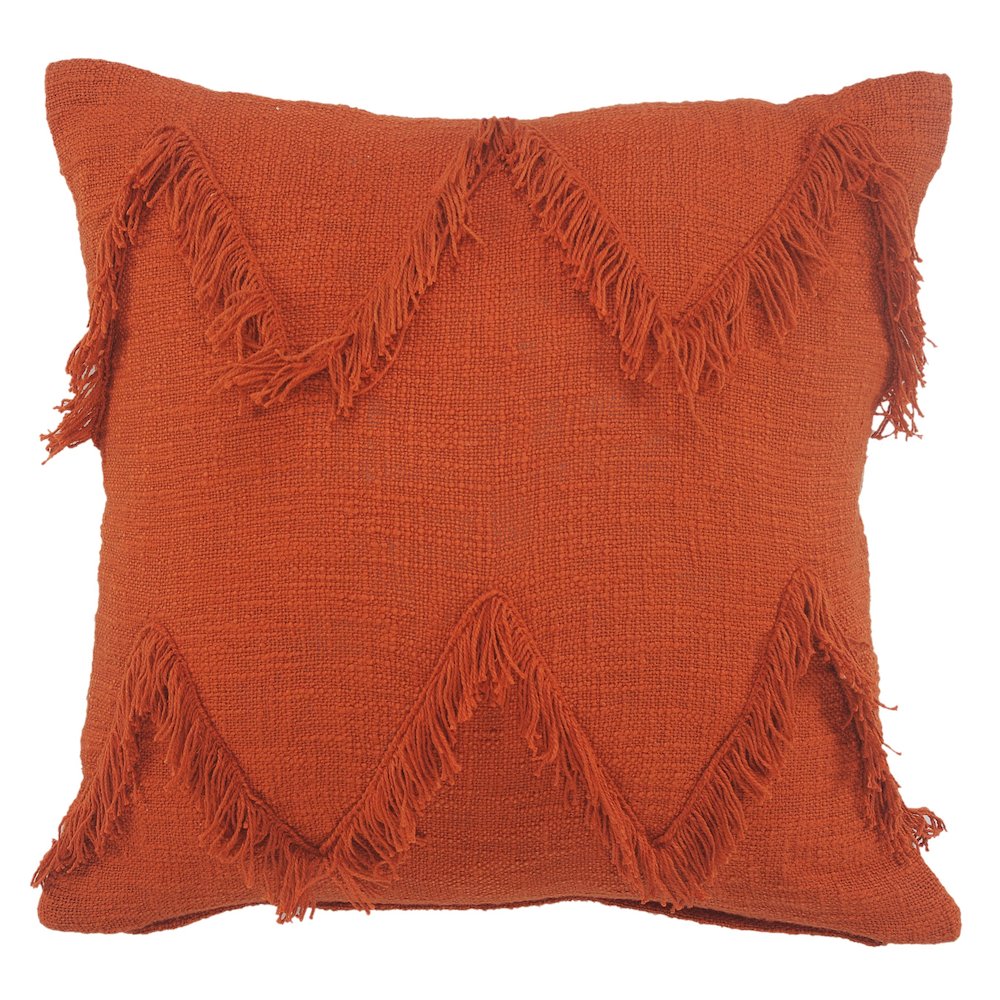 Solid Cinnamon Chevron Shag Throw Pillow