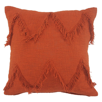 Solid Cinnamon Chevron Shag Throw Pillow